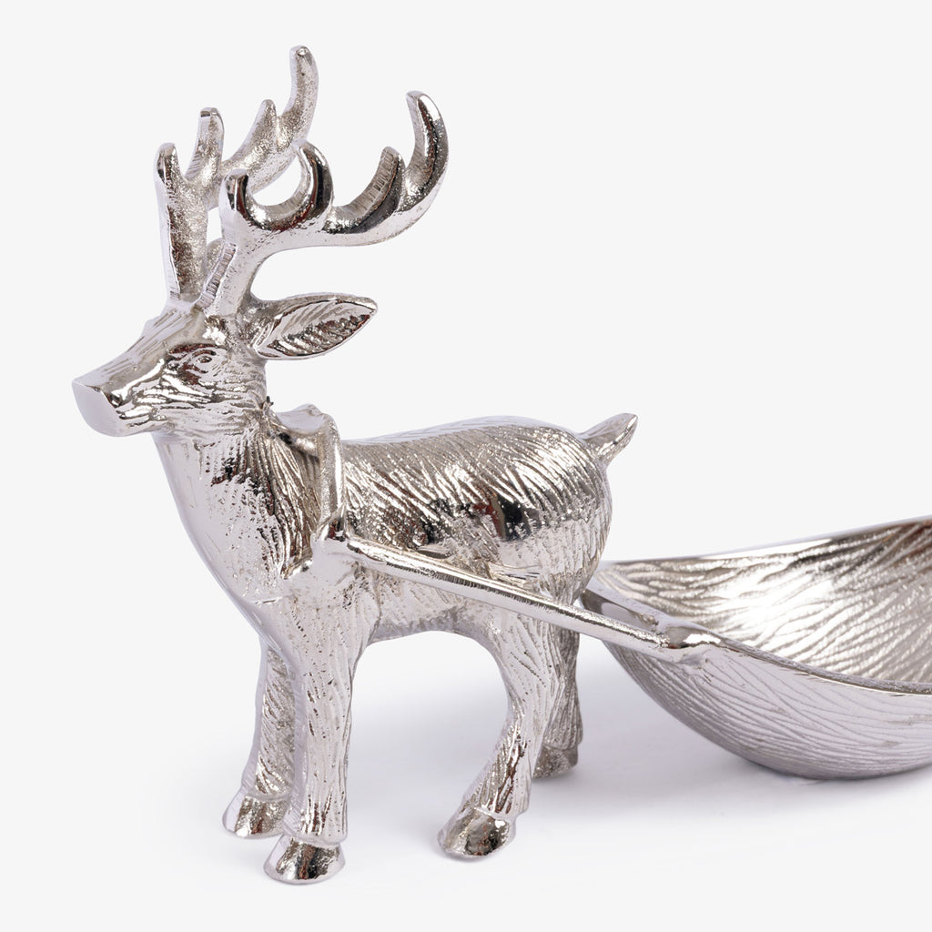 Reindeer Metal Bowl (Silver) Close Up