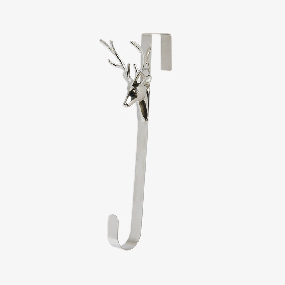 Decorative hook with deer head design on a white background