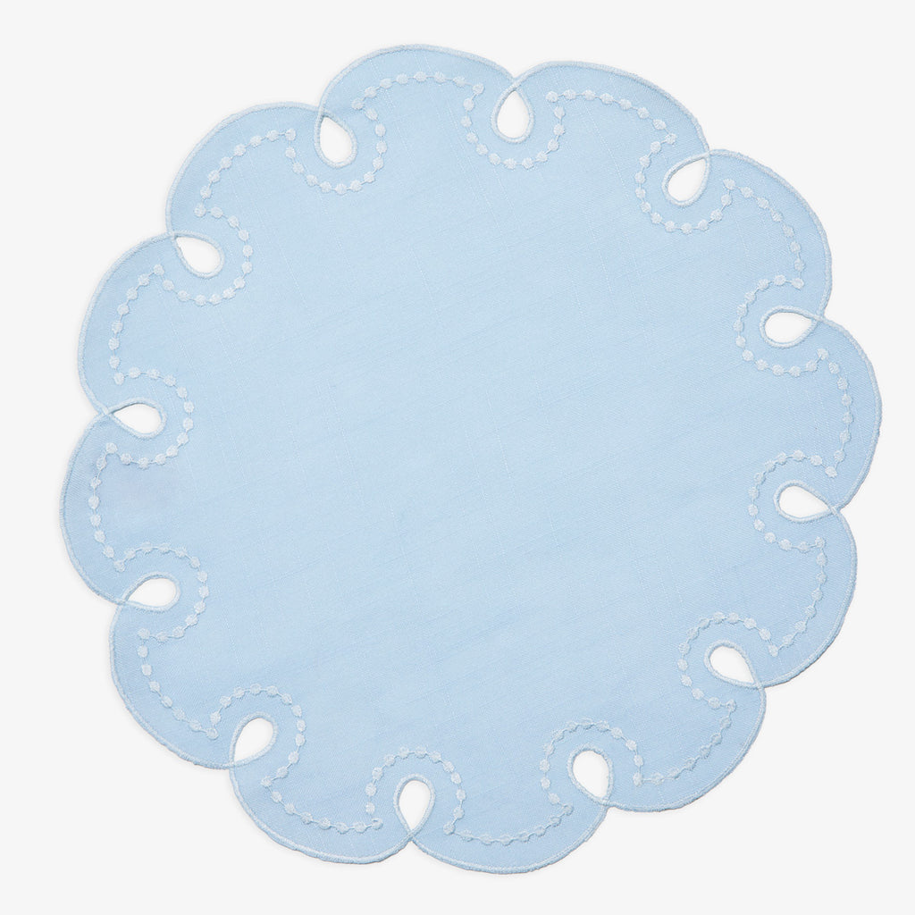 Flower Edging Round Placemat (Blue) Front View