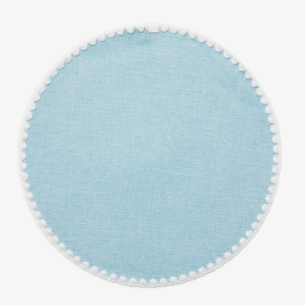 Round Placemat With White Edging (Blue) Front View