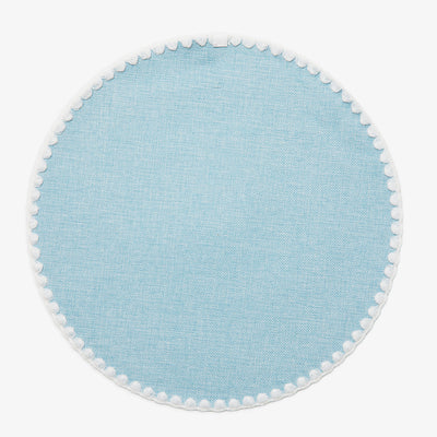 Round Placemat With White Edging (Blue) Front View
