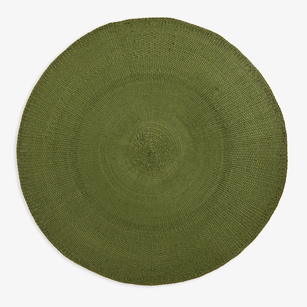 Woven Round Placemat (Green) Top View