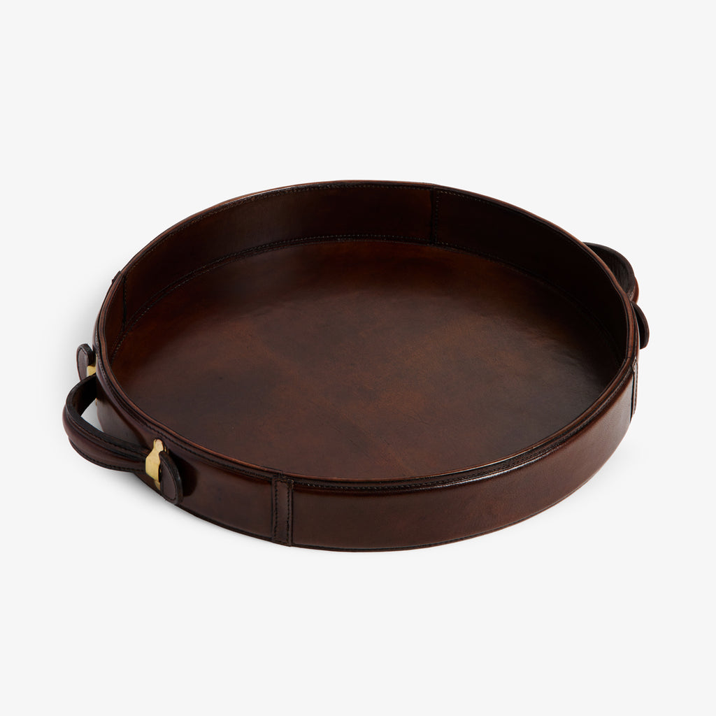 Round Leather Trays Front View