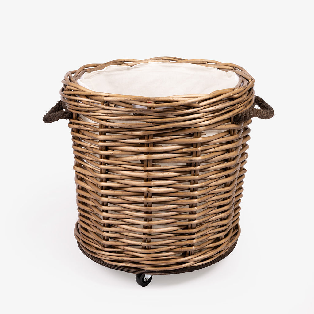 Round Willow Baskets On Wheels