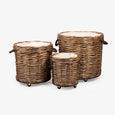 Round Willow Baskets On Wheels Group
