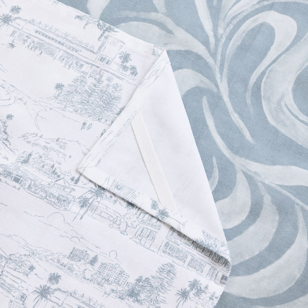 Wild Palm & Beaches Blue Toile Tea Towels (Set of 2) Close Up Folded