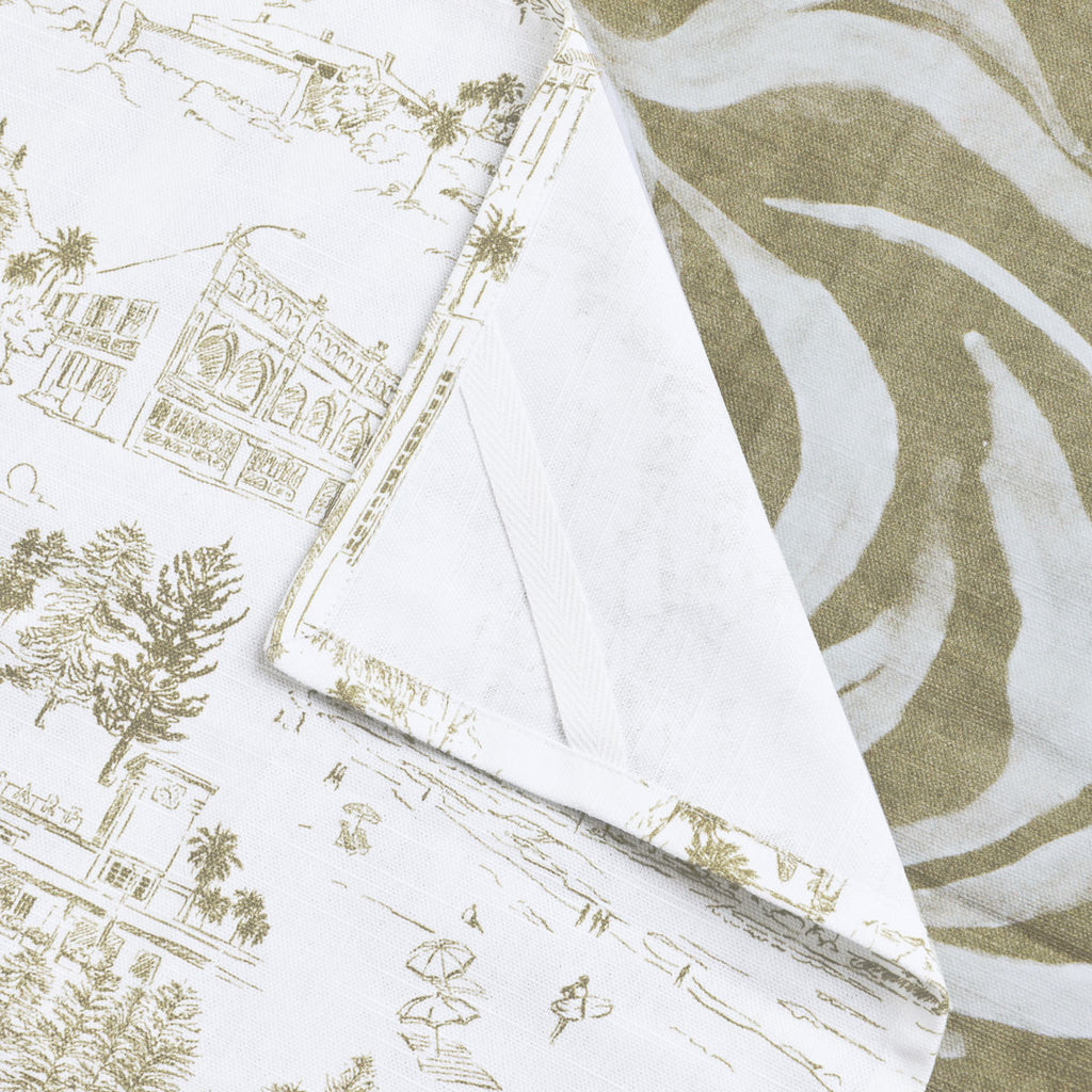 Wild Palm & Beaches Green Toile Tea Towels (Set of 2) Folded Close Up
