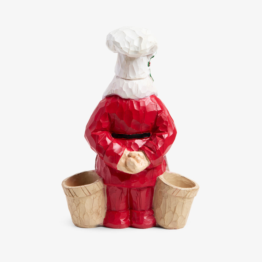 Santa Ornament With Bucket Back View