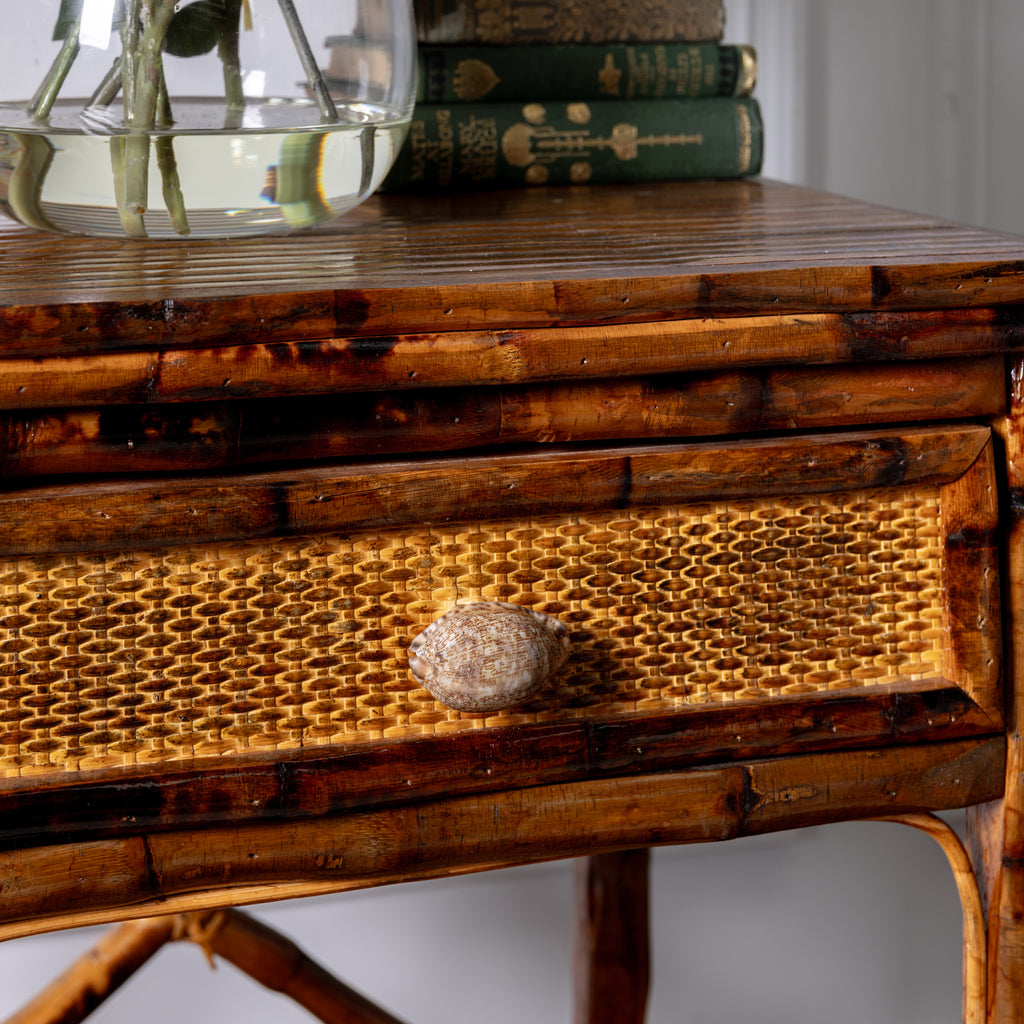 Shell Drawer Knob (Brown) Styled on Rattan Side Table