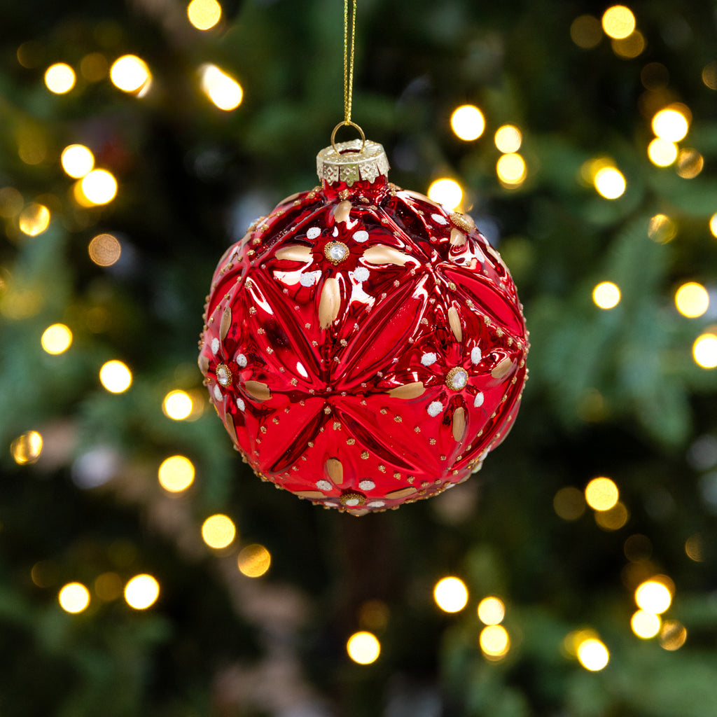 Shiny Baubles Set Of 4 (Red) Styled in Christmas Tree
