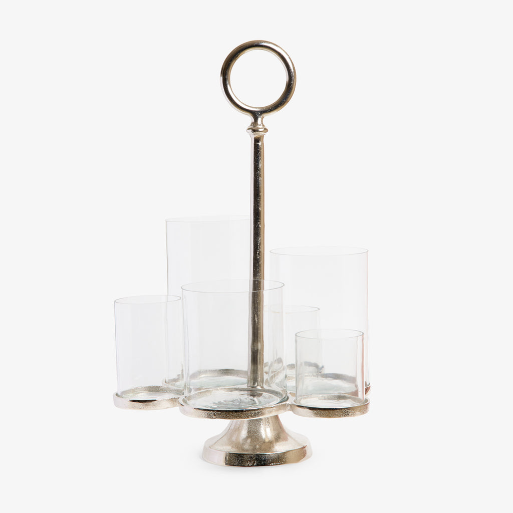 Six Arm Candelabra Candle Holder (Silver) Front View