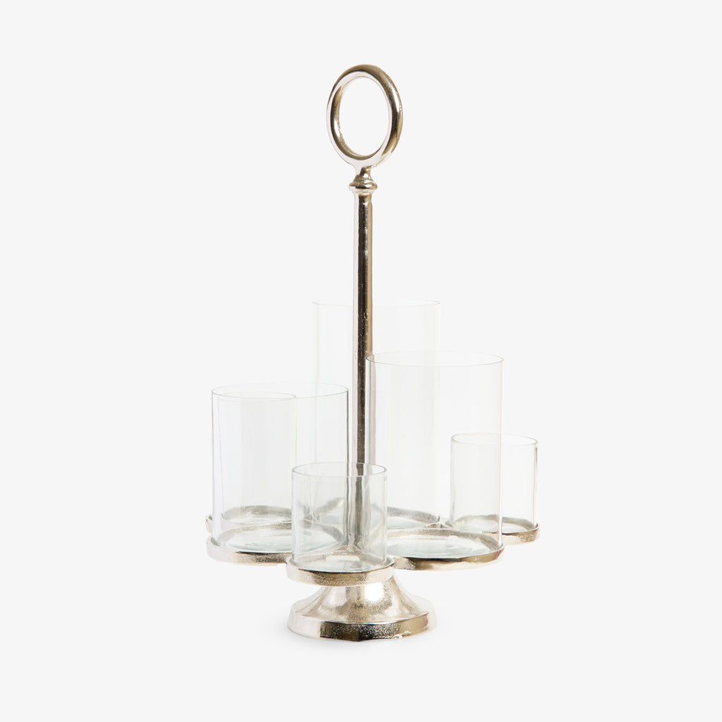 Six Arm Candelabra Candle Holder (Silver) Side View