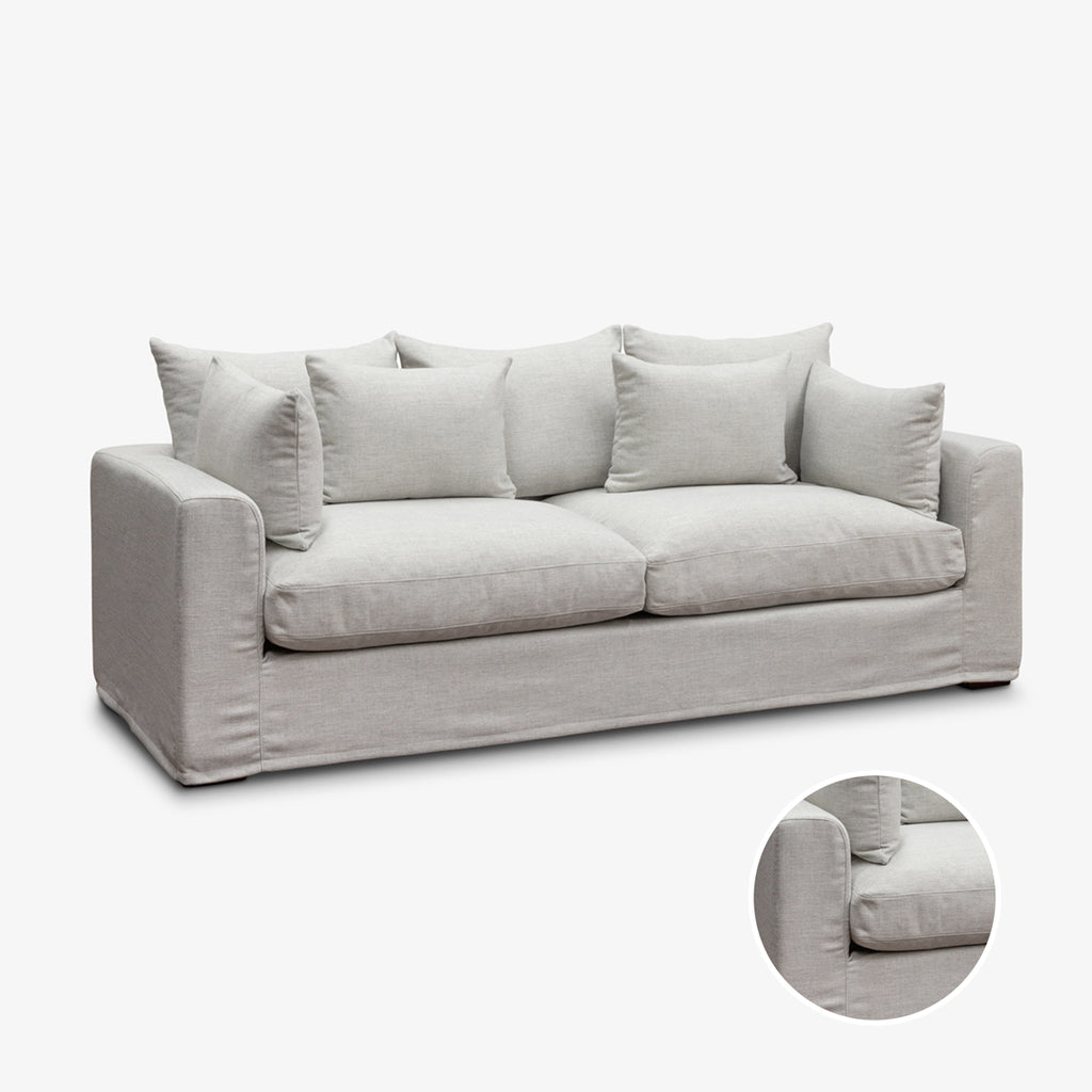 Slipcover: Two Seater Sofa (Oyster Grey) Front View
