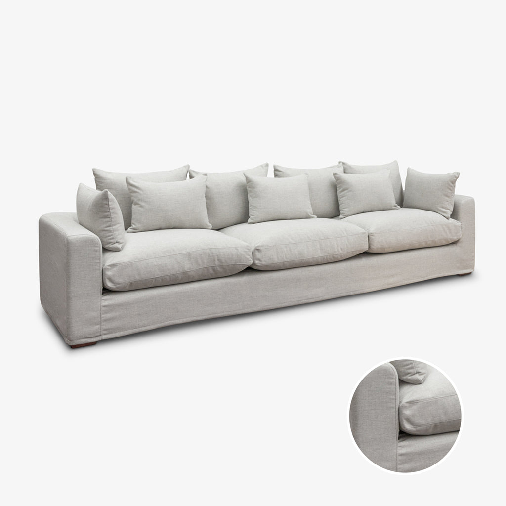 Slipcover: Three Seater Sofa (Oyster Grey) Front View