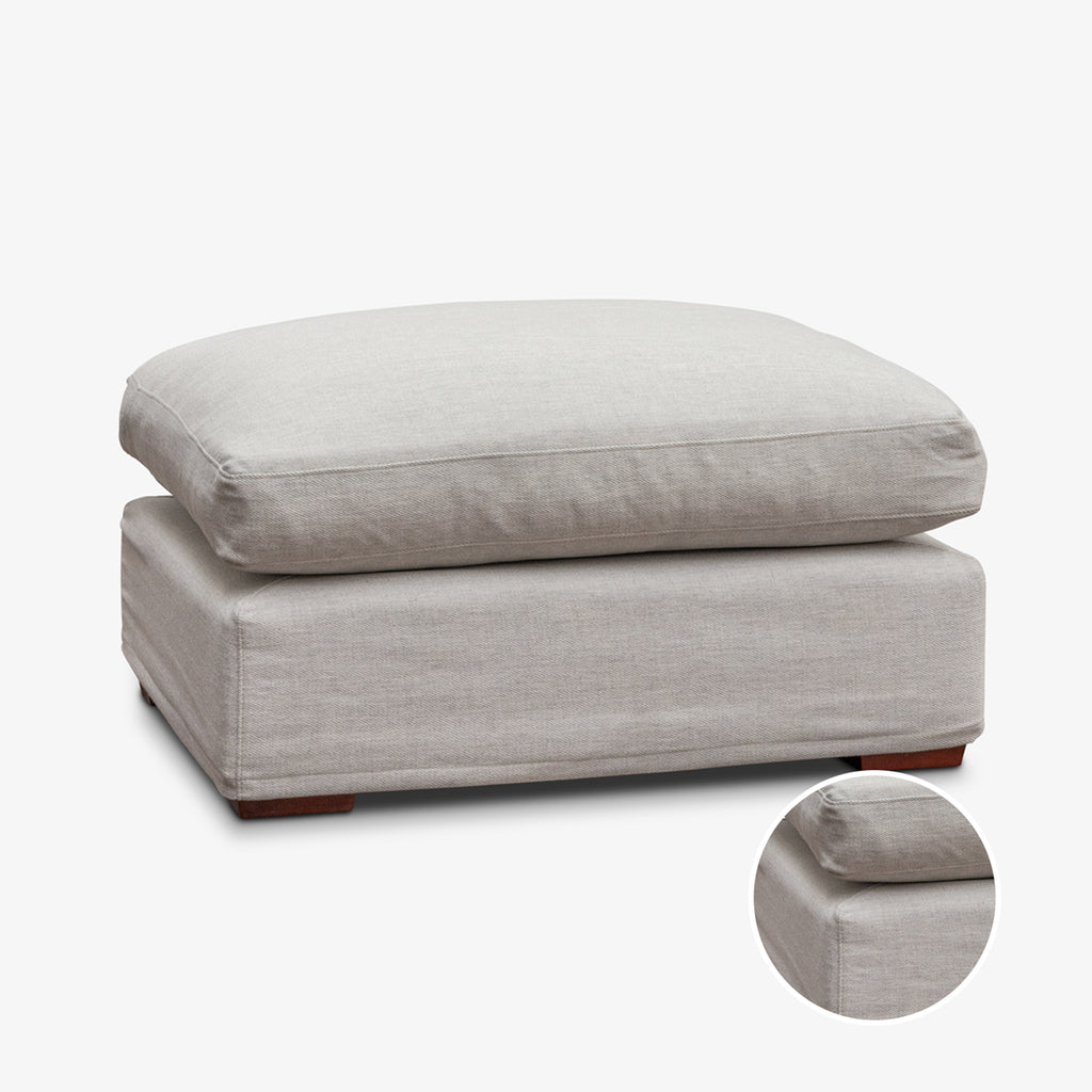Slipcover: Clara Ottoman (Oyster Grey) Front View
