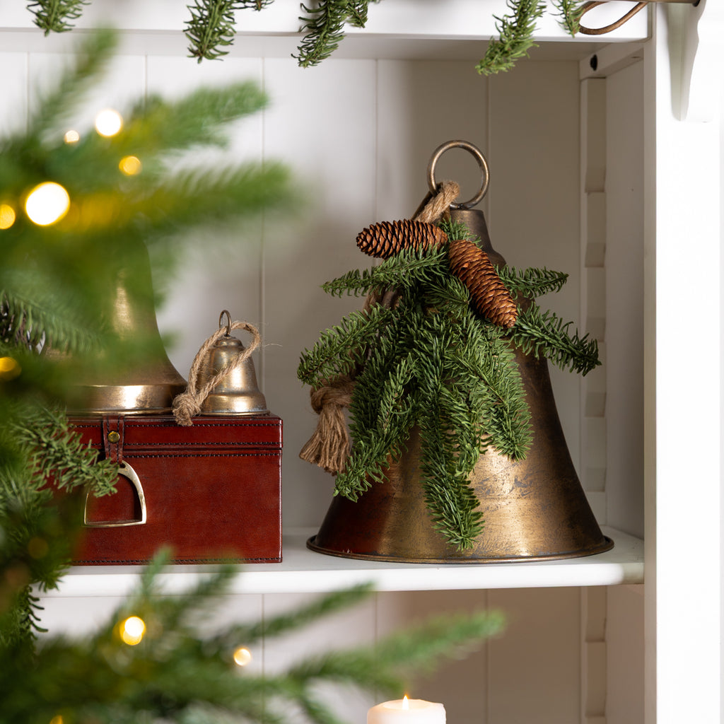 Spruce Pinecone Pick 45cm Styled on Bell in Bookcase