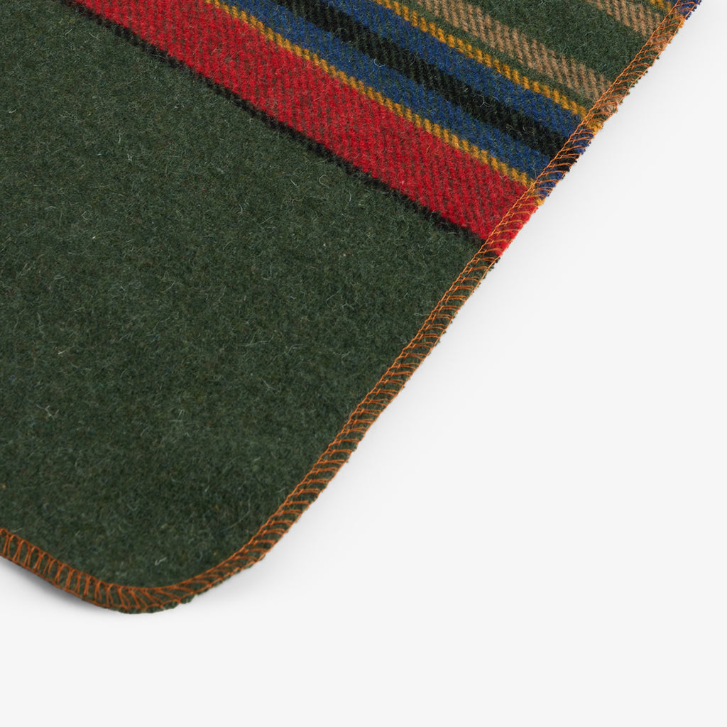 St Andrews Stripe Wool Blend Throw Green Close Up
