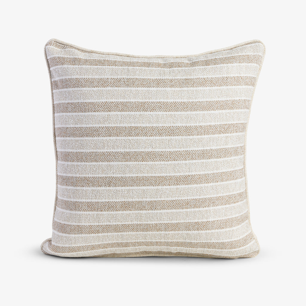 Stripe Linen Blend Cushion Cover Beige Front View