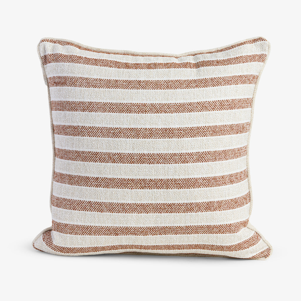 Stripe Linen Blend Cushion Cover Chocolate Front View