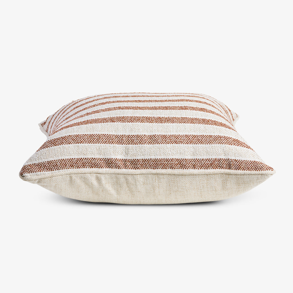 Stripe Linen Blend Cushion Cover Chocolate Side View