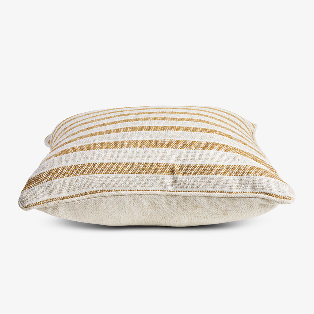 Stripe Linen Blend Cushion Cover Mustard Side View