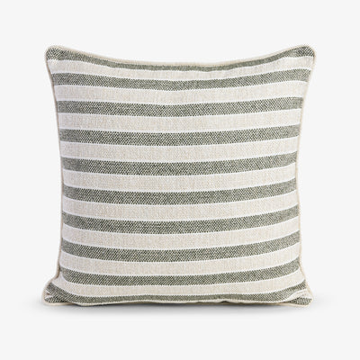 Stripe Linen Blend Cushion Cover Olive Front View