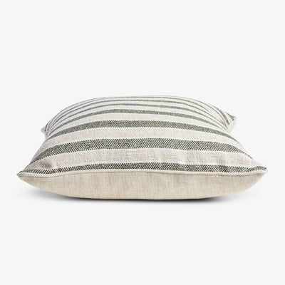 Stripe Linen Blend Cushion Cover Olive Side View