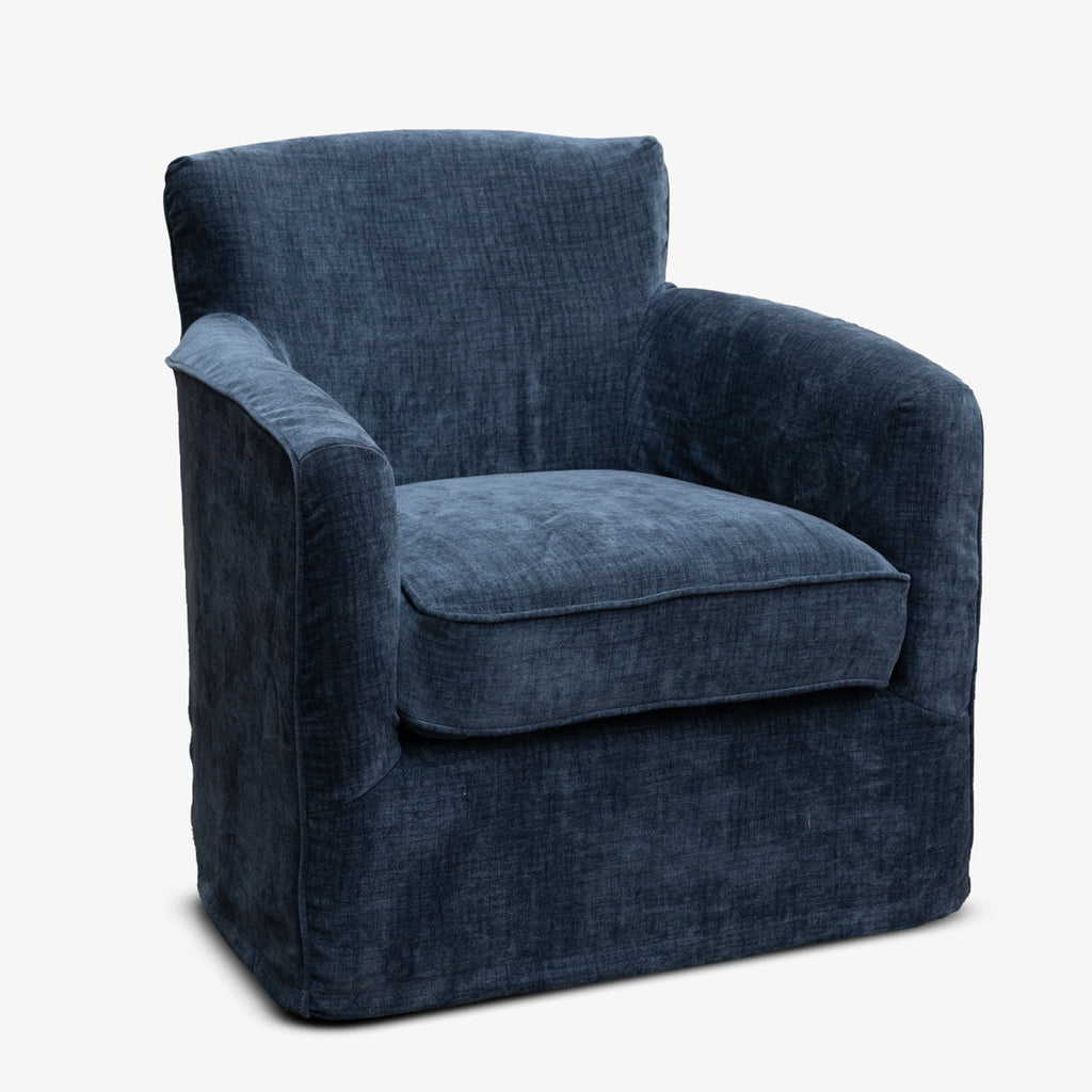 Swivel Armchair Navy Velvet Front