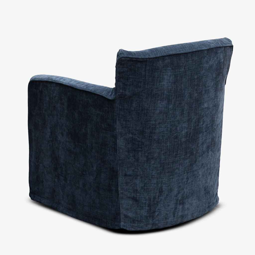 Swivel Armchair Navy Velvet Back