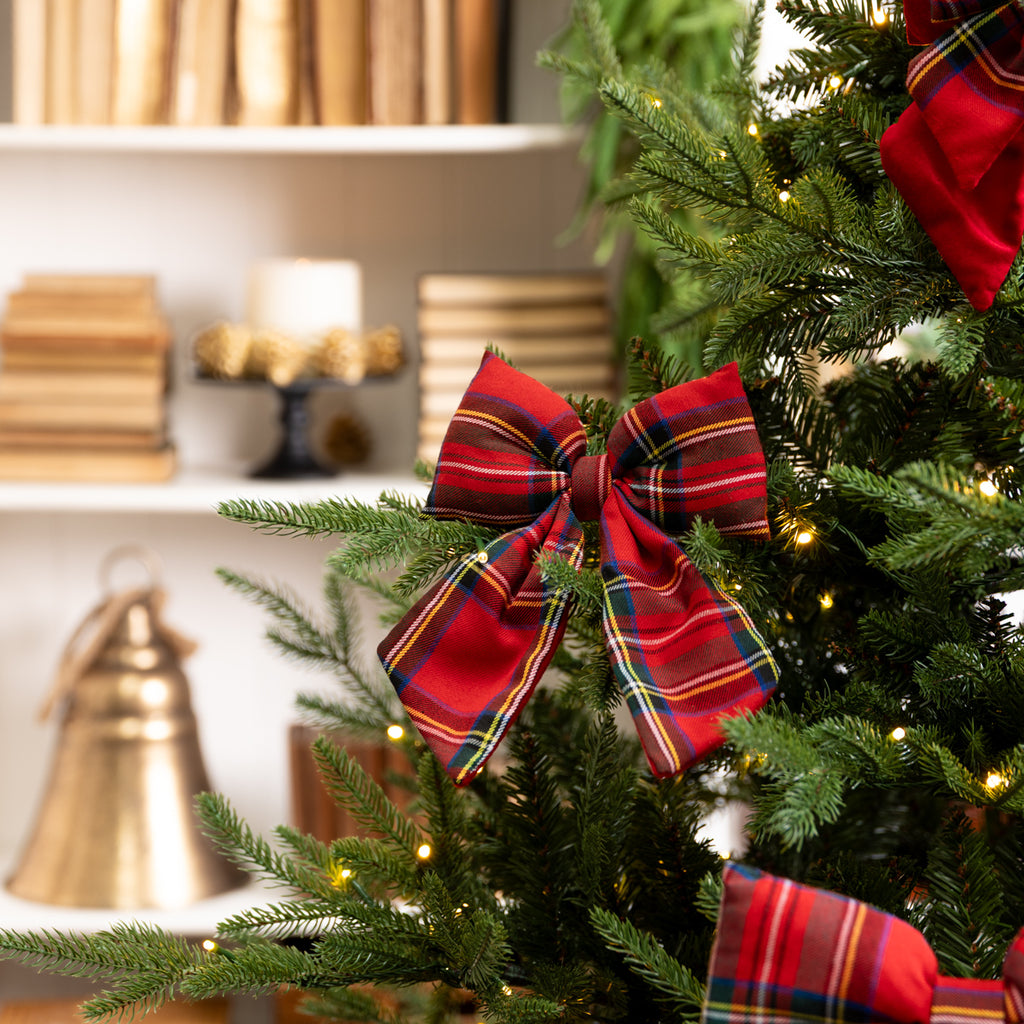 Tartan Christmas Bows Styled on Christmas Tree