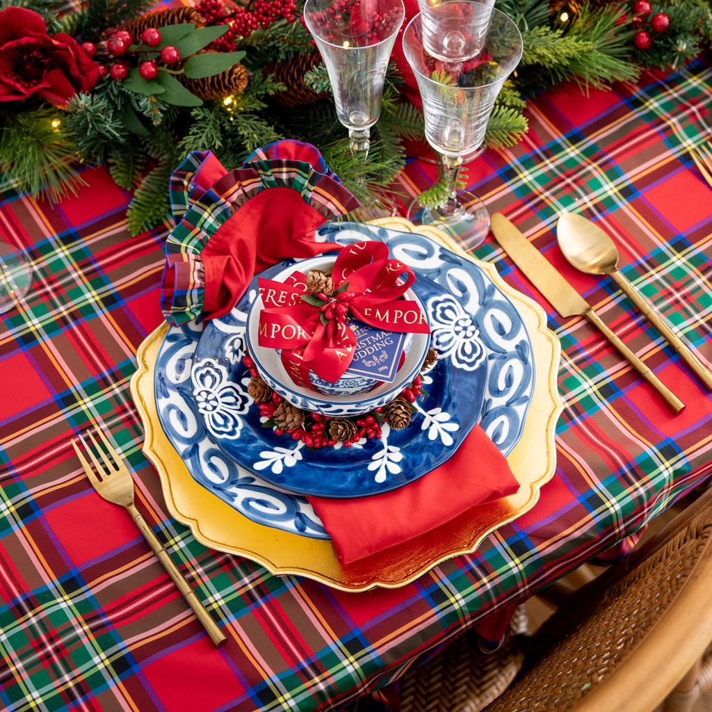 Tartan Frill Napkins Red (Set of 4) Styled on Christmas Dining Table