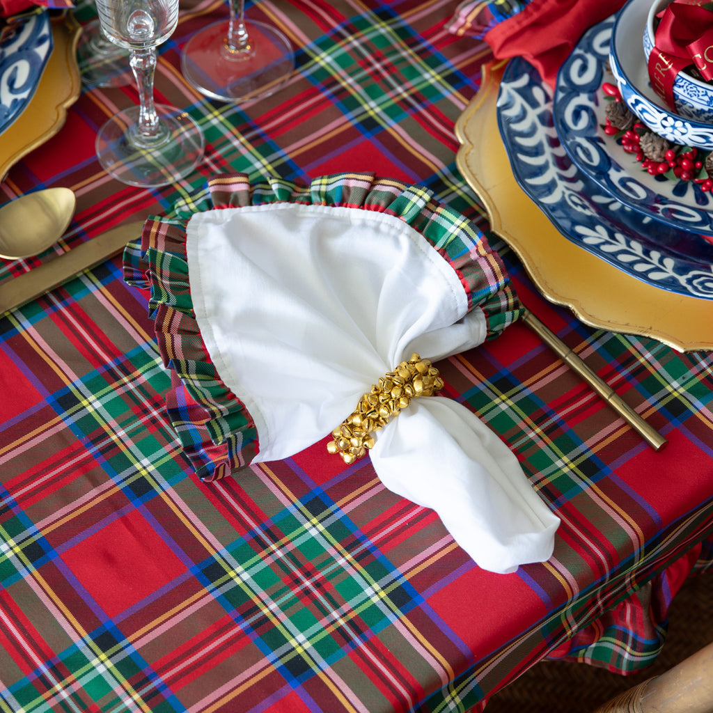 Tartan Frill Napkins White (Set of 4) Styled on Christmas Dining Table