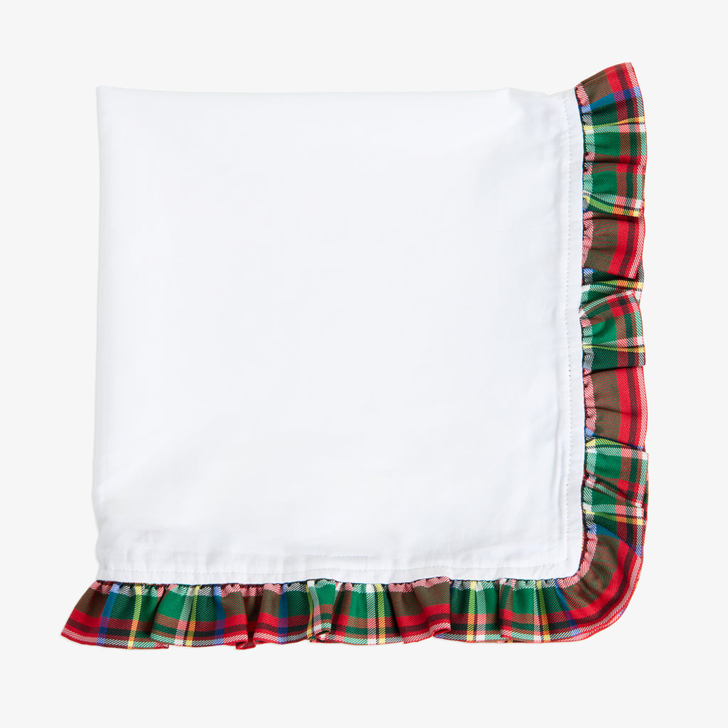 Tartan Frill Napkins White (Set of 4) Front View Singular