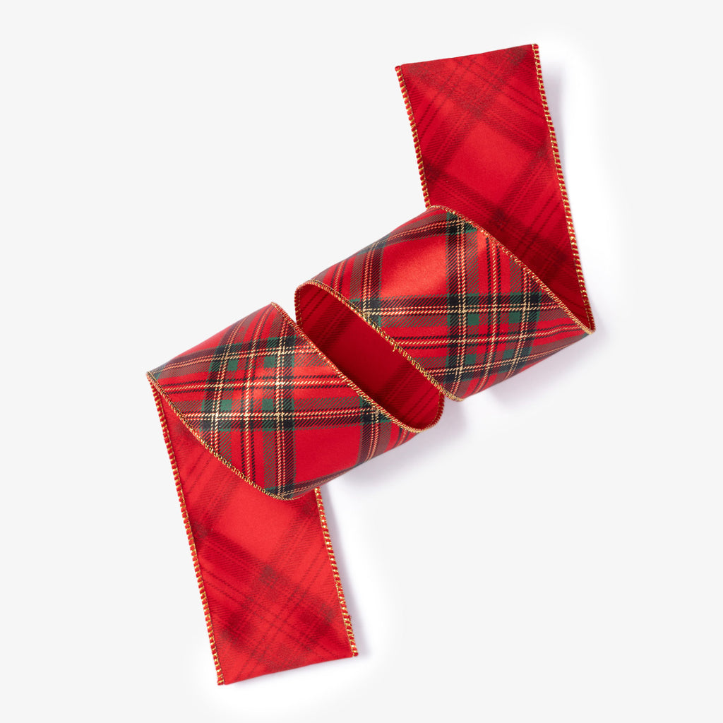 Tartan Wired Ribbon (Red)