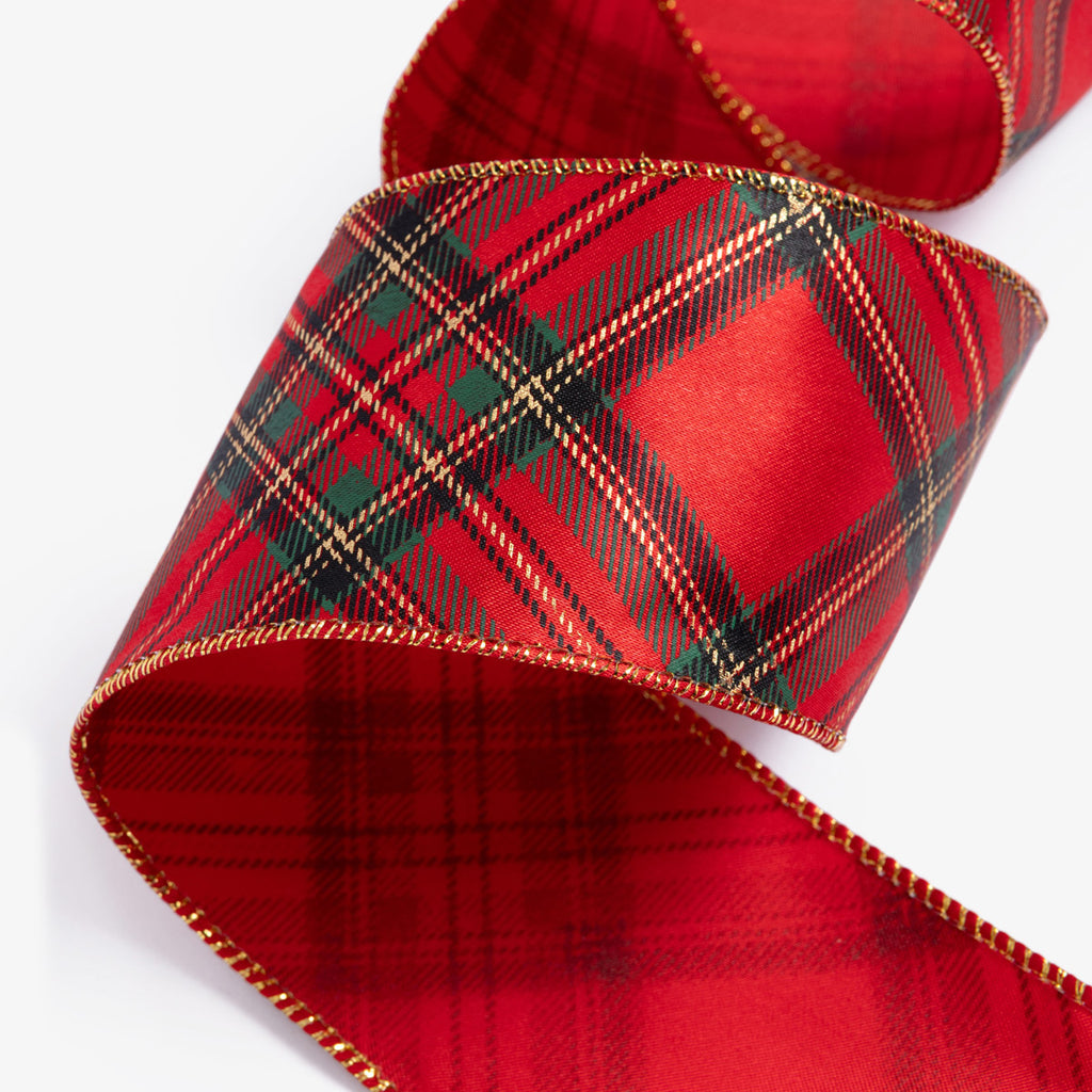 Tartan Wired Ribbon (Red)