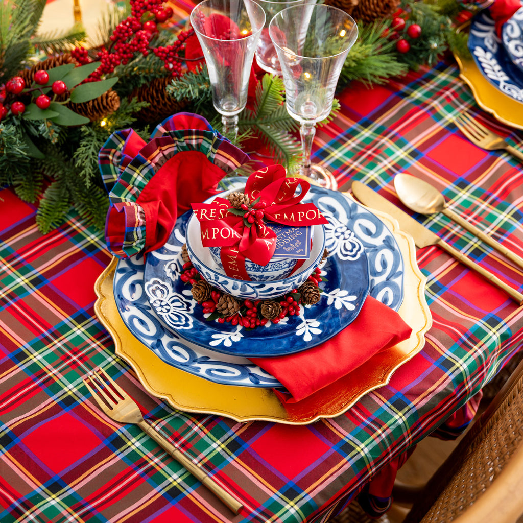 Tartan Christmas Napery Collection Close Up Styled