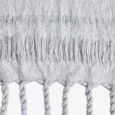 Tassle Throws Light Grey Close Up