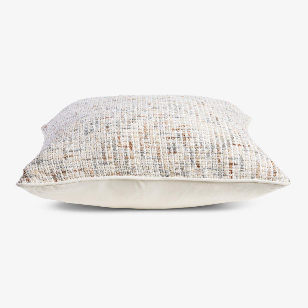 Textured Velvet Cushion Cover Beige Side View