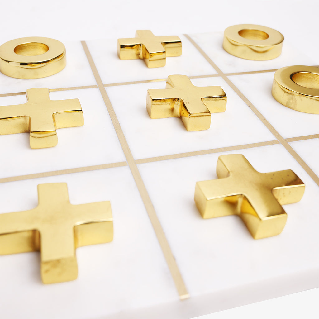 Tic Tac Toe Marble Board Gold Details