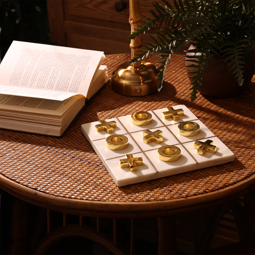 Tic Tac Toe Marble Board Styled on Ratan Table