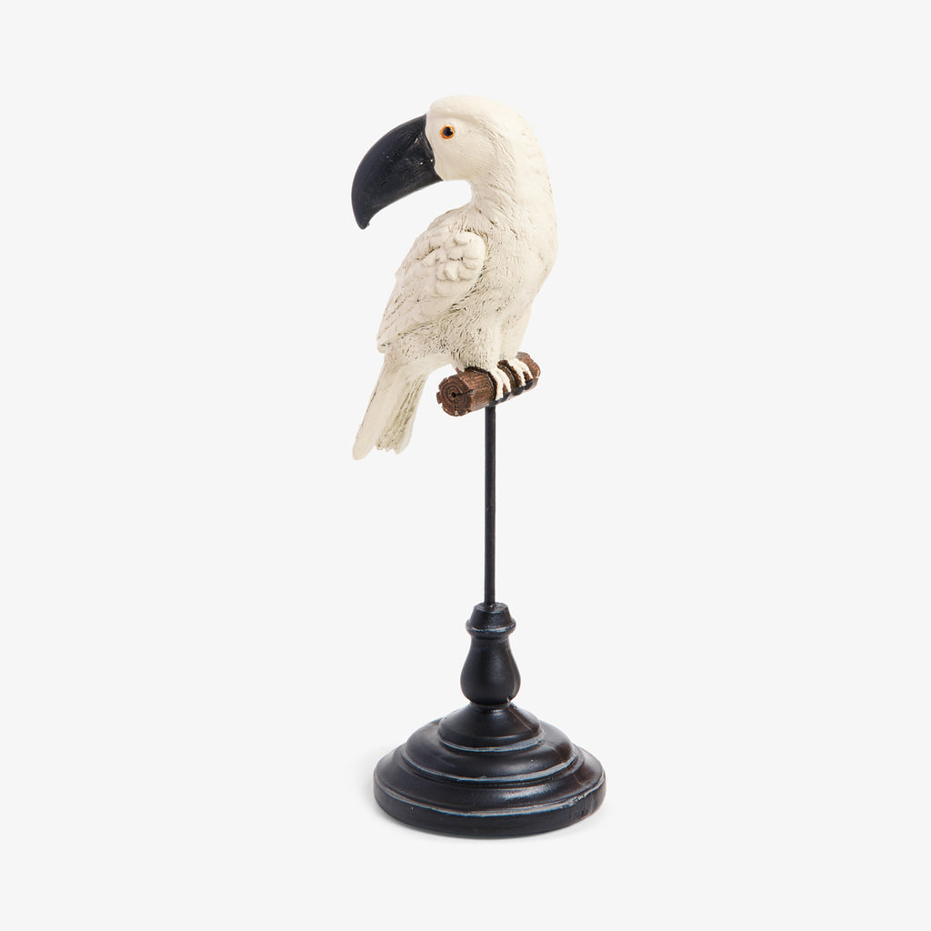 Tropical Bird On Stand Sculptures (White) Solo Shot