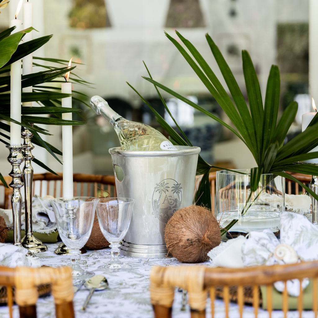 Tropical Wine Bucket (Silver) Styled on Island Dining Table