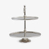 Two-Tier Oval Cake Stand (Silver) Front View