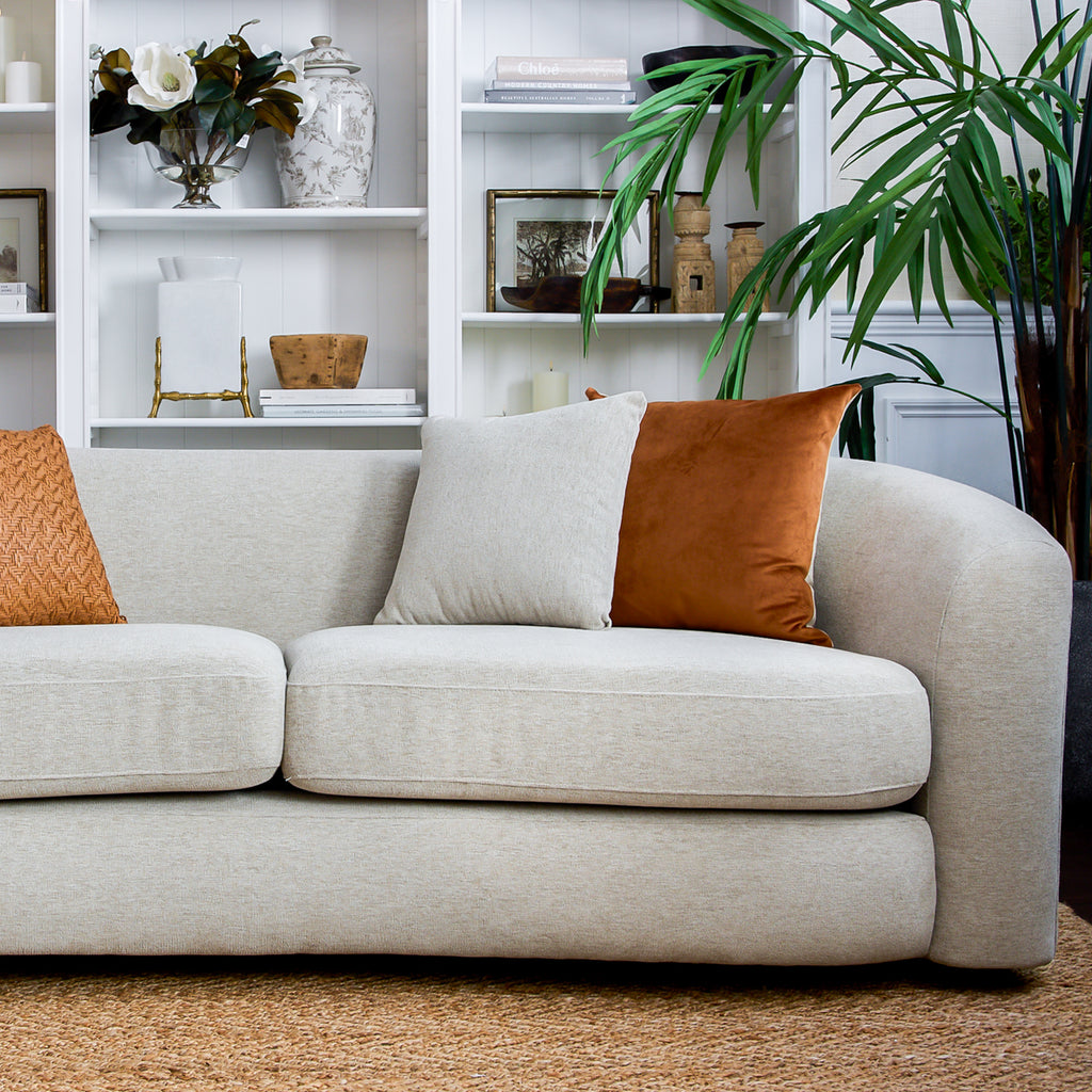 Velvet Cushion Cover (Copper) Styled on Couch