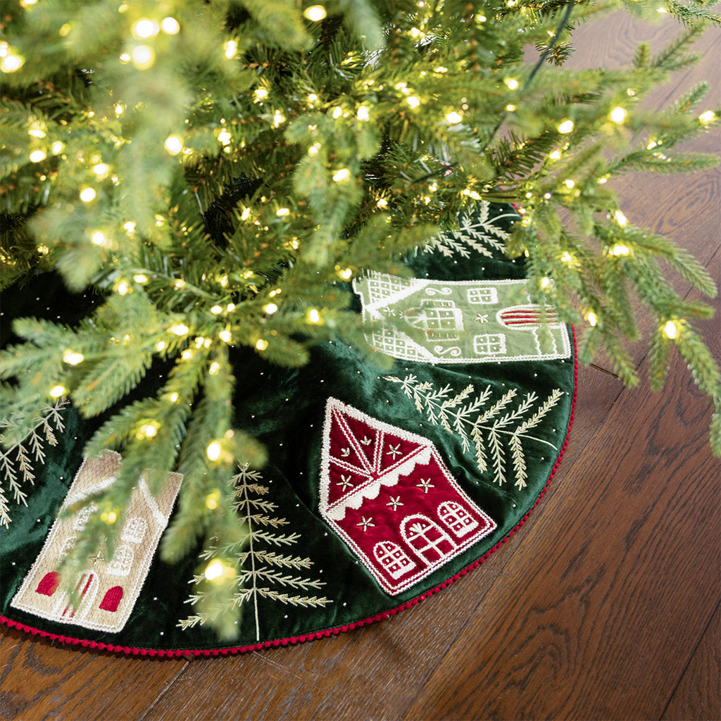Village Christmas Tree Skirt Under Tree