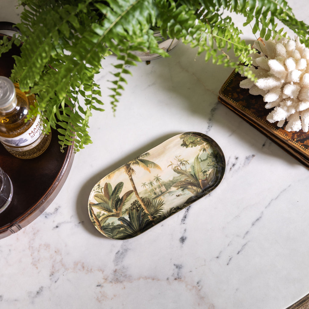 Vintage Palm Trays Small Tray on Coffee Table