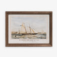 Vintage Sailboat Print in Walnut Frame (Schooner) Front
