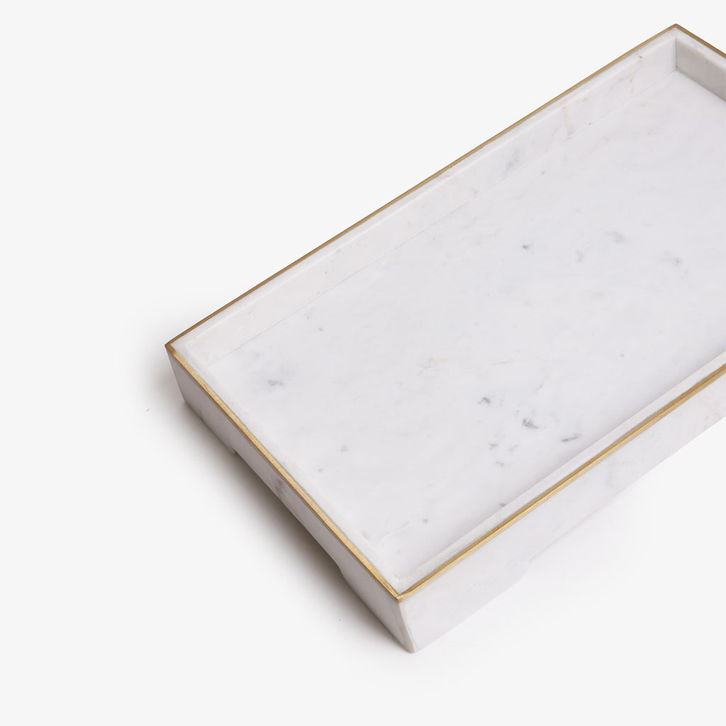 Marble Tray with Brass Inlay 51cm Detail Flat Lay
