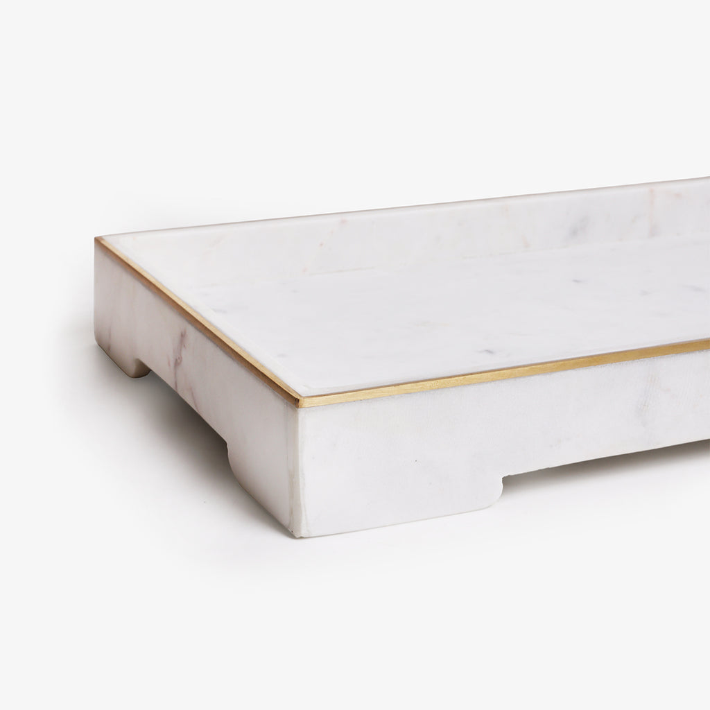 Marble Tray with Brass Inlay 51cm Detail Close