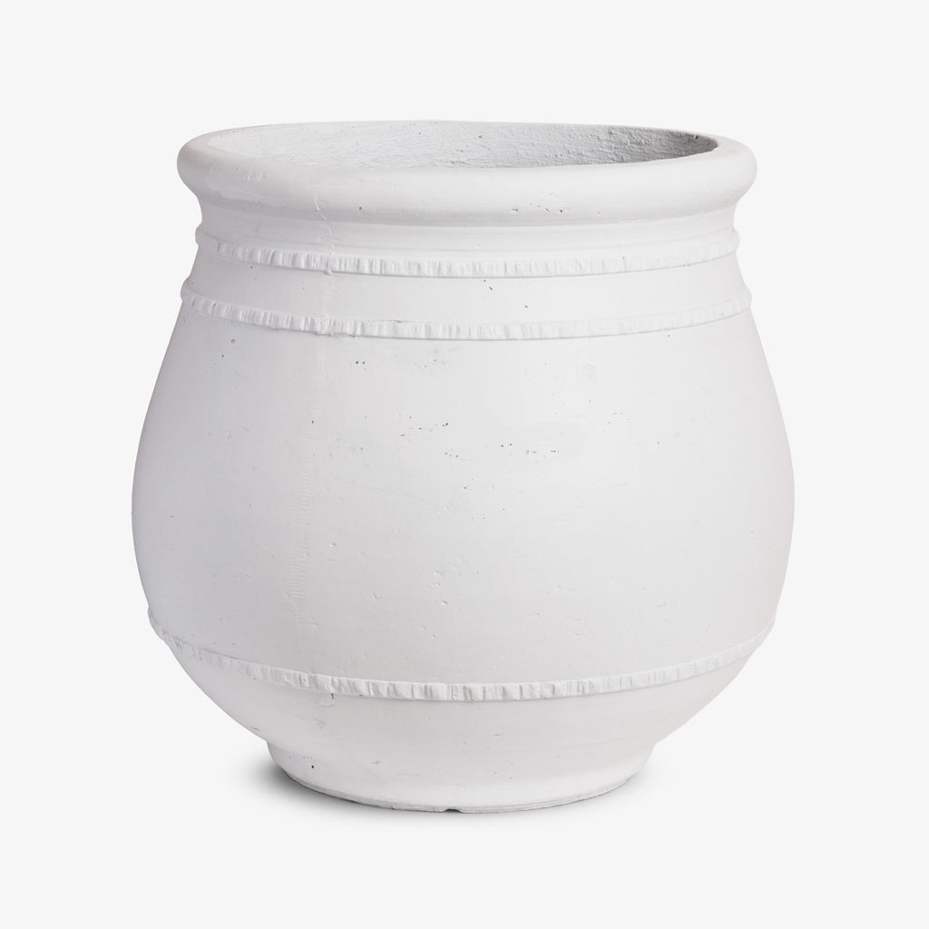 White Planter With Rim 51cm Front VIew